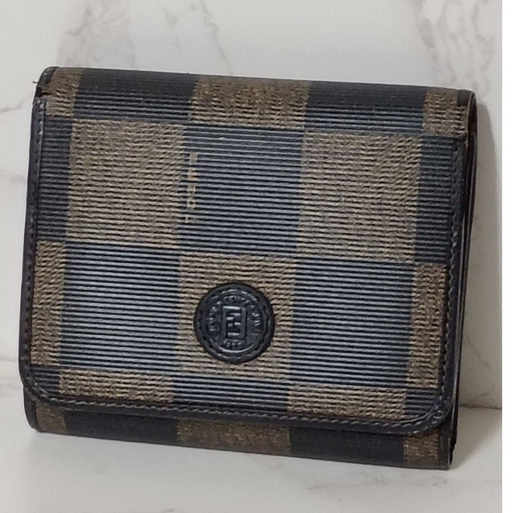 FENDI Vintage Peguin Compact Tri-Fold Leather Wallet
